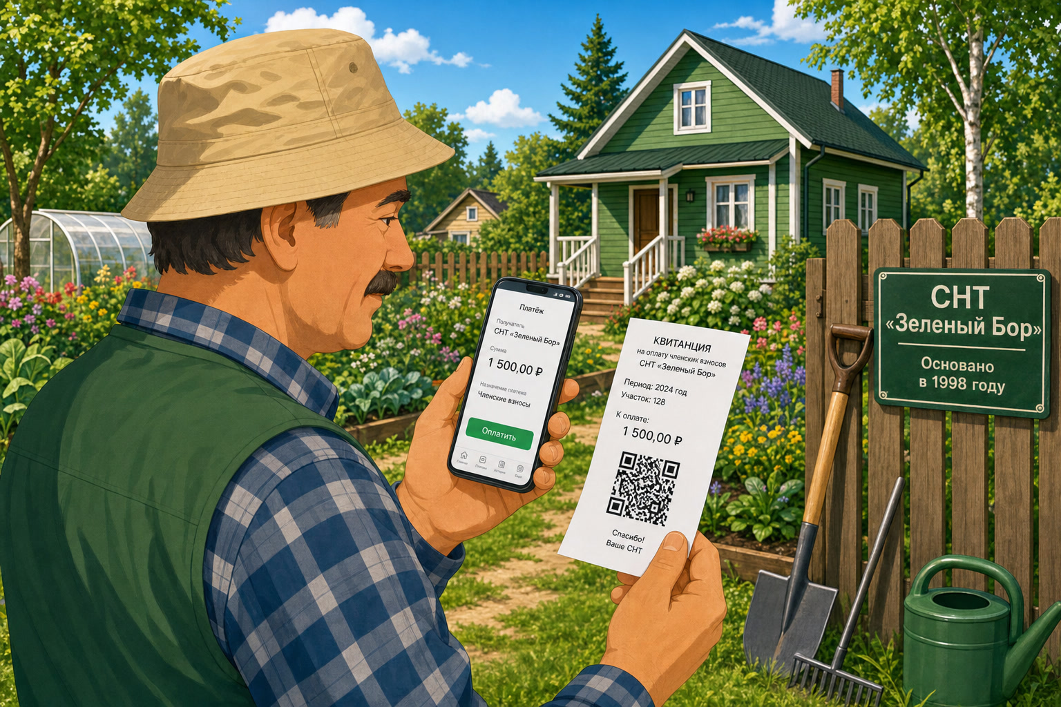 Оплата квитанции СНТ по QR-коду: безнал по 217-ФЗ через приложение банка