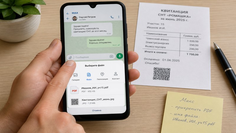 Запасной способ: сохранить квитанцию с QR по ФИО и прикрепить в MAX через скрепку